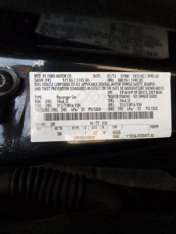 2012 FORD FOCUS SE 1FAHP3F20CL357406
