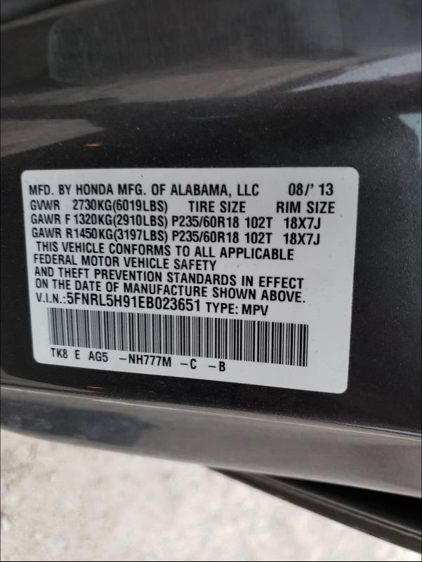 2014 HONDA ODYSSEY TO 5FNRL5H91EB023651