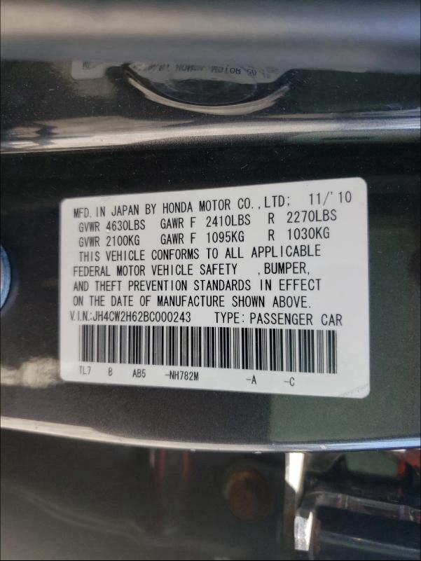 2011 ACURA TSX JH4CW2H62BC000243
