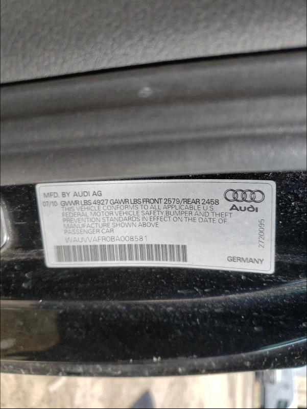 2011 AUDI S5 PRESTIG WAUVVAFR0BA008581
