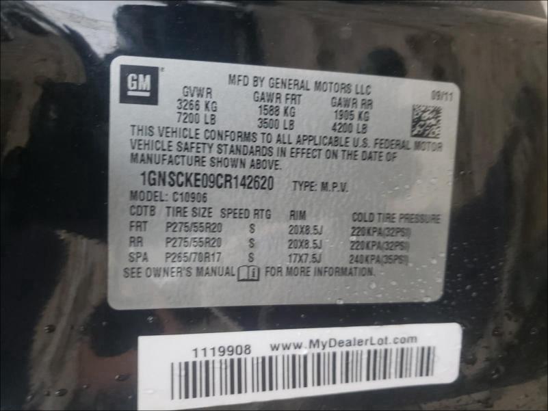 2012 CHEVROLET SUBURBAN C 1GNSCKE09CR142620