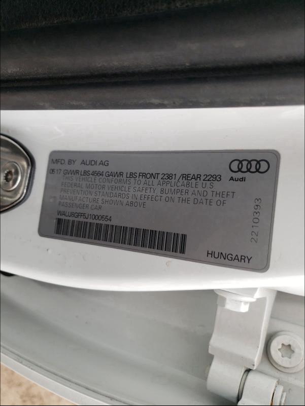 2018 AUDI A3 PREMIUM WAUJ8GFF5J1000554