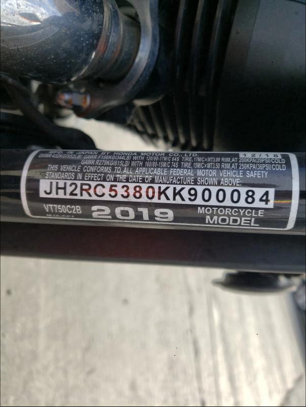 2019 HONDA VT750 C2B JH2RC5380KK900084