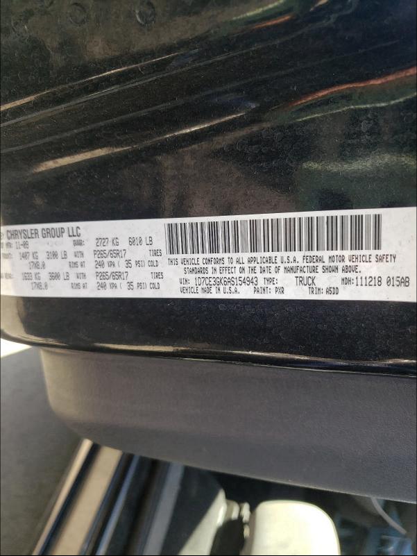 2010 DODGE DAKOTA SXT 1D7CE3GK6AS154943