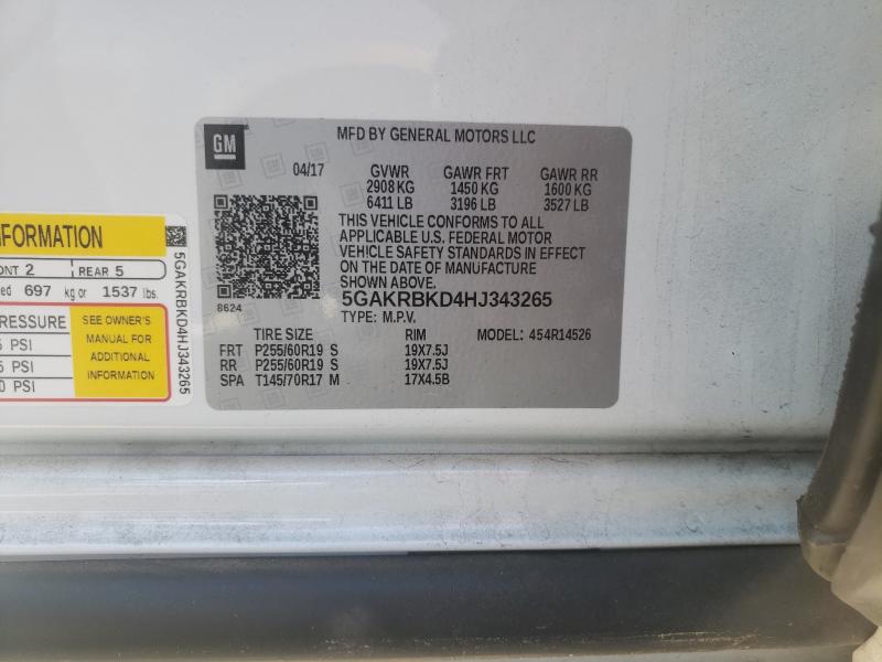 2017 BUICK ENCLAVE 5GAKRBKD4HJ343265