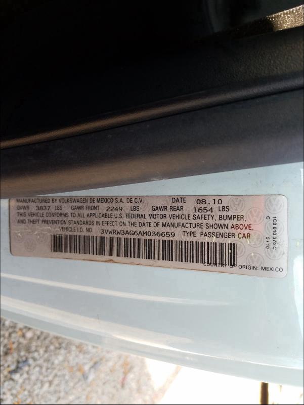 2010 VOLKSWAGEN NEW BEETLE 3VWRW3AG6AM036659