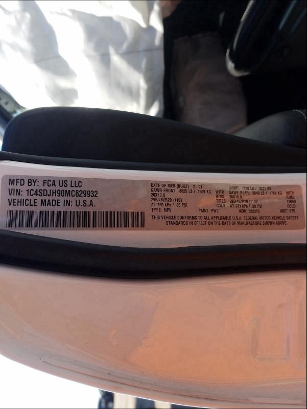 2021 DODGE DURANGO SR 1C4SDJH90MC629932