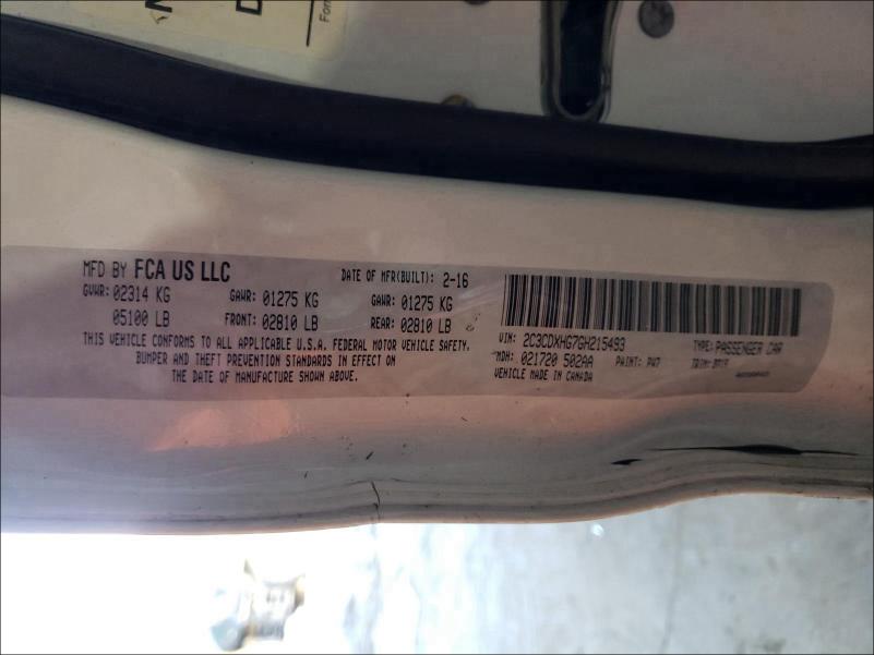 2016 DODGE CHARGER SX 2C3CDXHG7GH215493