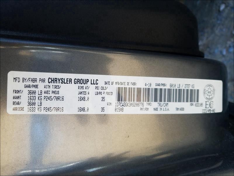 2010 DODGE DAKOTA SXT 1D7CW3GK3AS208776