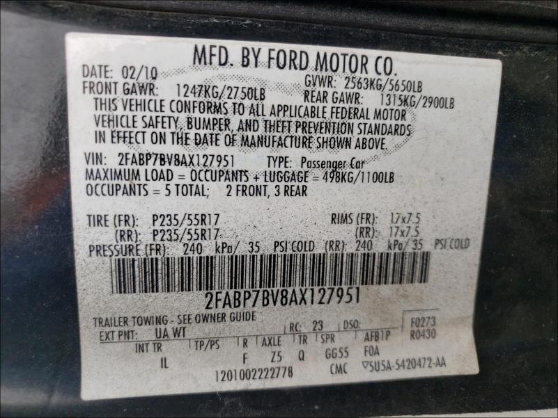 2010 FORD CROWN VICT 2FABP7BV8AX127951