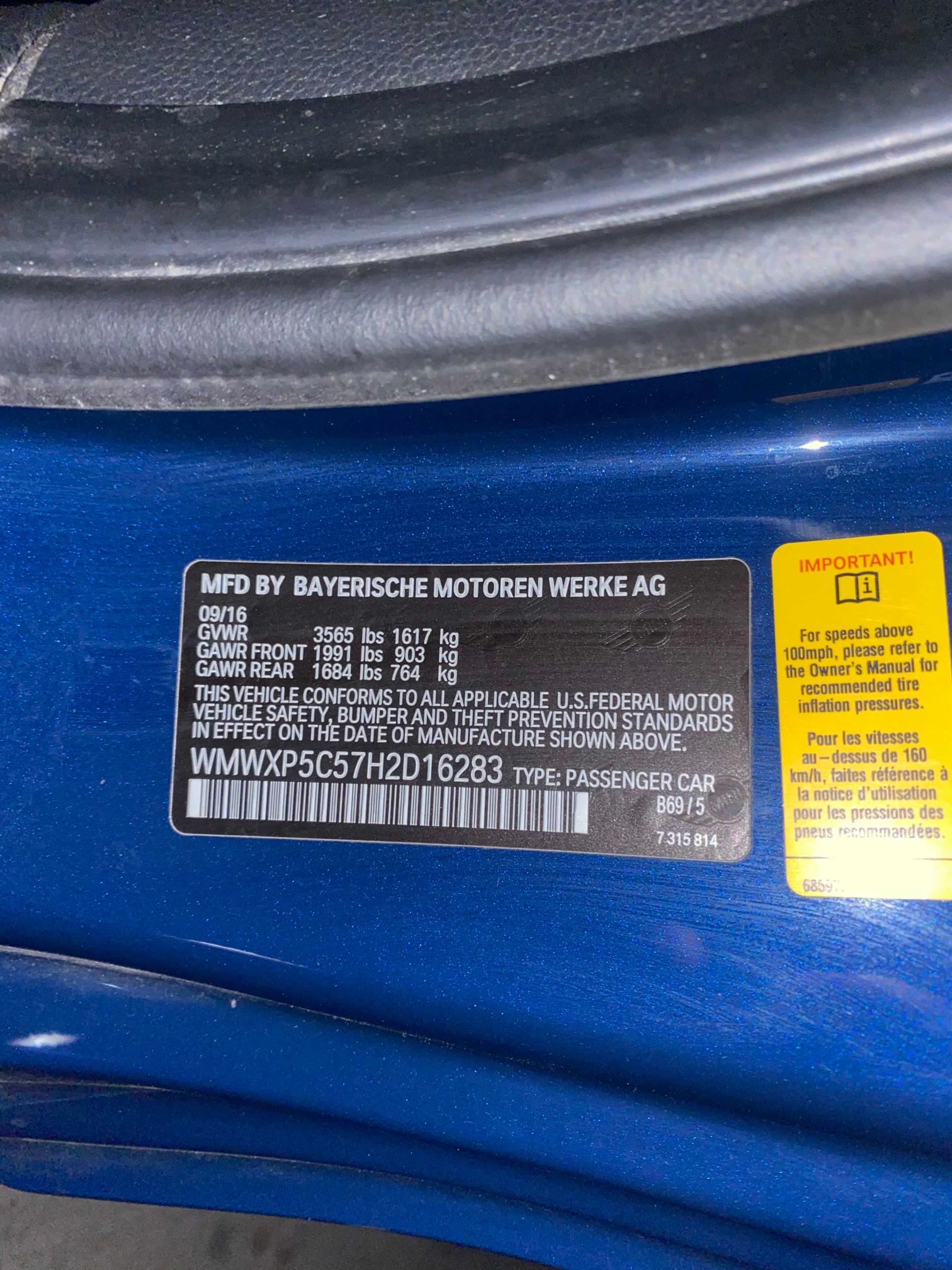 2017 MINI COOPER WMWXP5C57H2D16283
