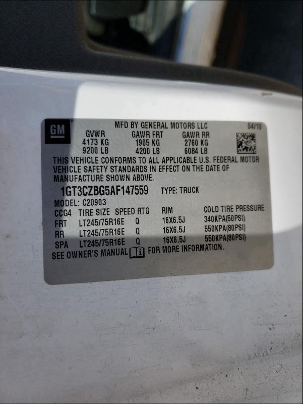 2010 GMC SIERRA C25 1GT3CZBG5AF147559