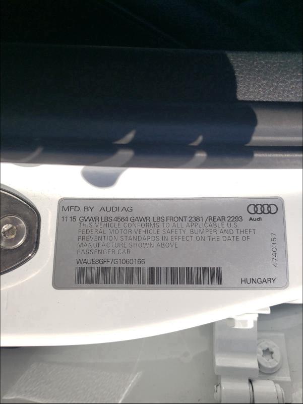 2016 AUDI A3 PREMIUM WAUE8GFF7G1060166