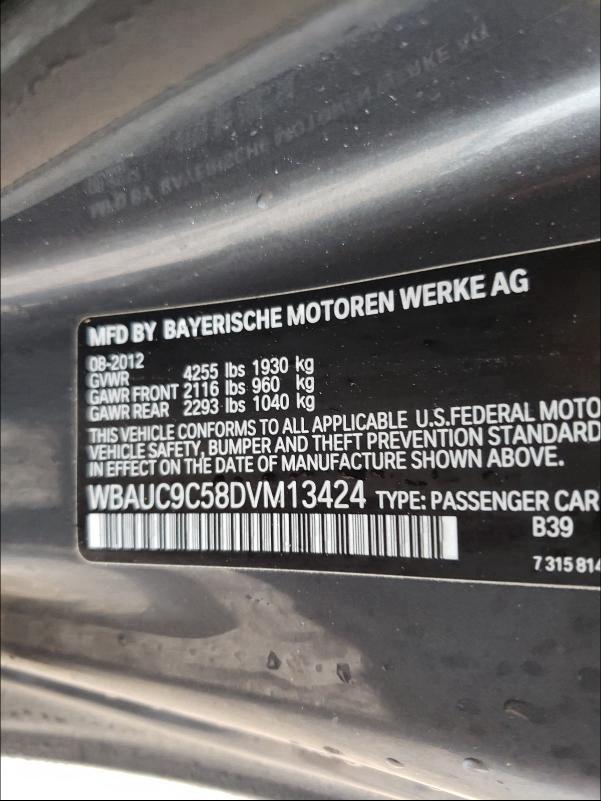 2013 BMW 135 I WBAUC9C58DVM13424