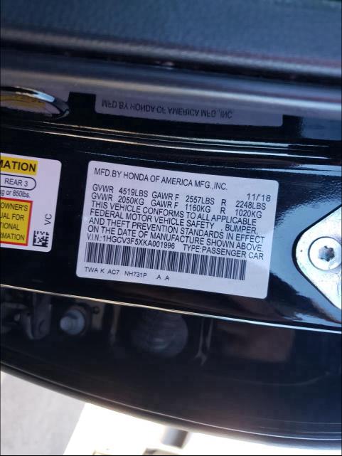 2019 HONDA ACCORD HYB 1HGCV3F5XKA001996