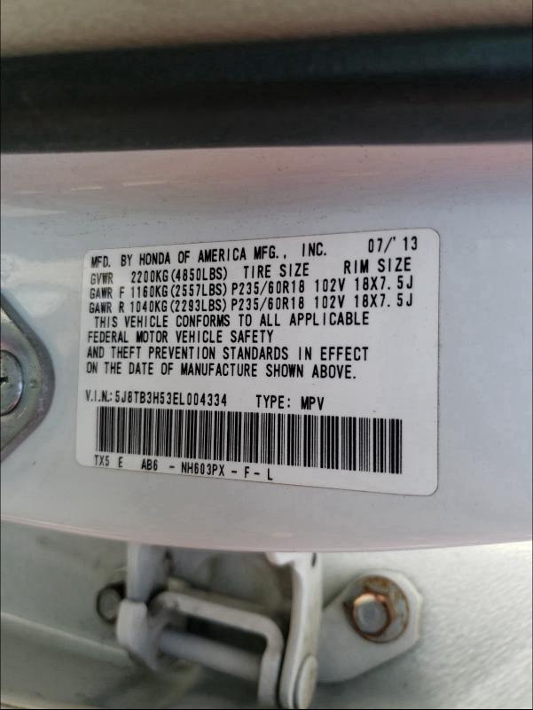2014 ACURA RDX TECHNO 5J8TB3H53EL004334