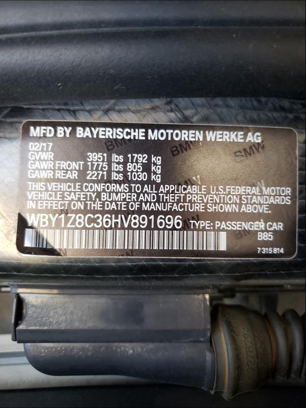 2017 BMW I3 REX WBY1Z8C36HV891696