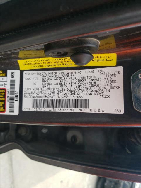 2011 TOYOTA TACOMA DOU 5TFJU4GN1BX005283