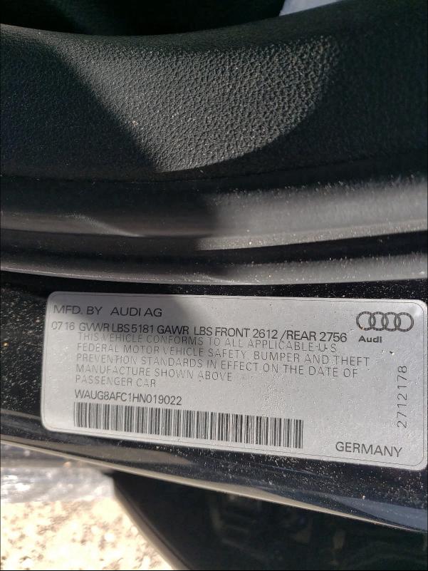 2017 AUDI A6 PREMIUM WAUG8AFC1HN019022