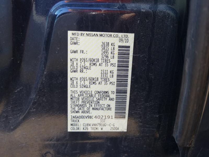2011 NISSAN FRONTIER S 1N6AD0EV9BC402191