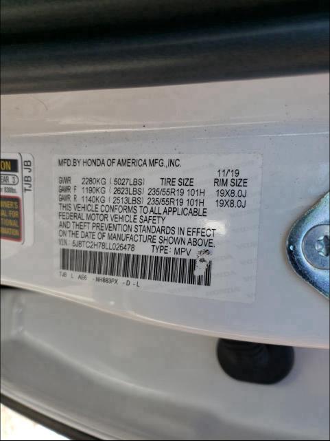 2020 ACURA RDX ADVANC 5J8TC2H78LL026478