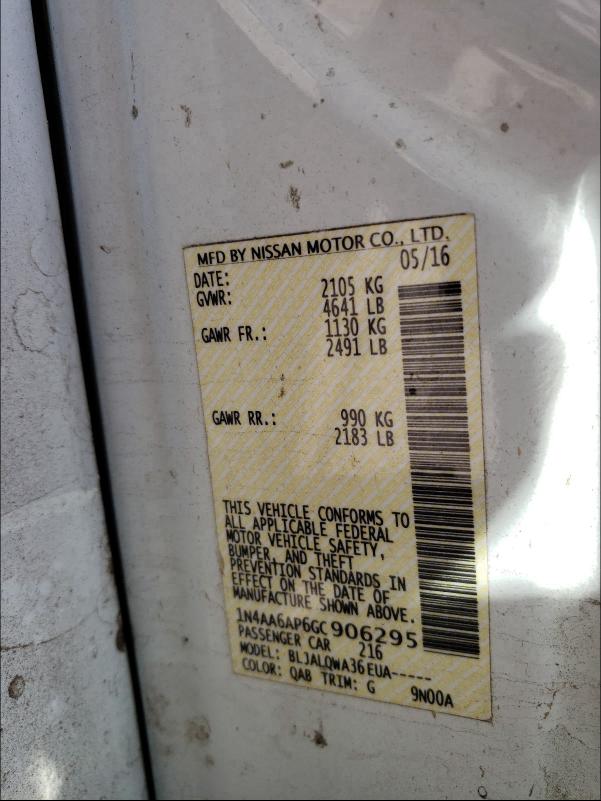 2016 NISSAN MAXIMA 3.5 1N4AA6AP6GC906295