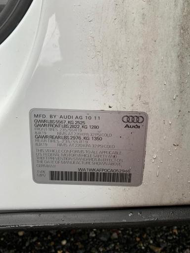 2012 AUDI Q5 PRESTIG WA1WKAFP0CA052946