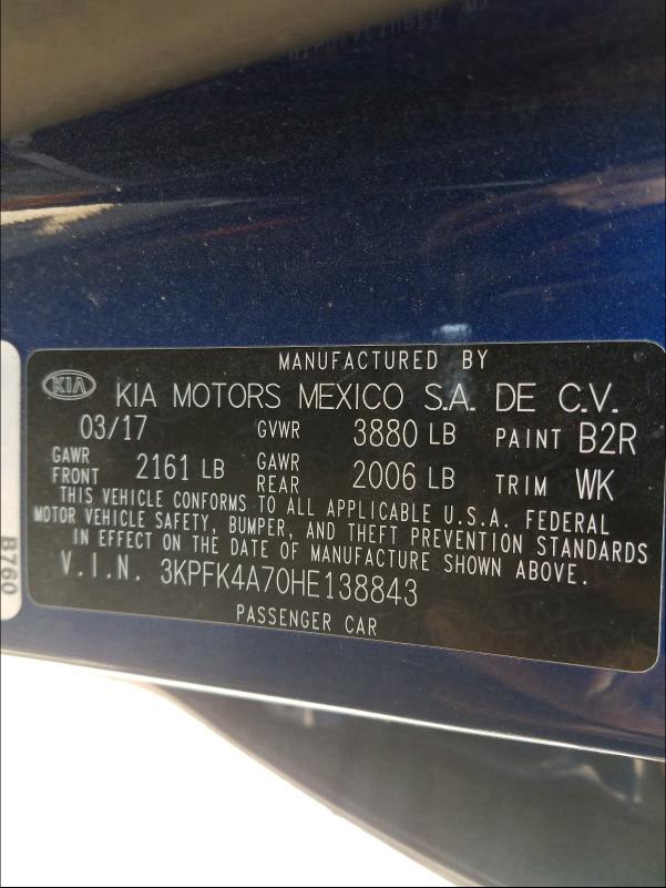 2017 KIA FORTE LX 3KPFK4A70HE138843