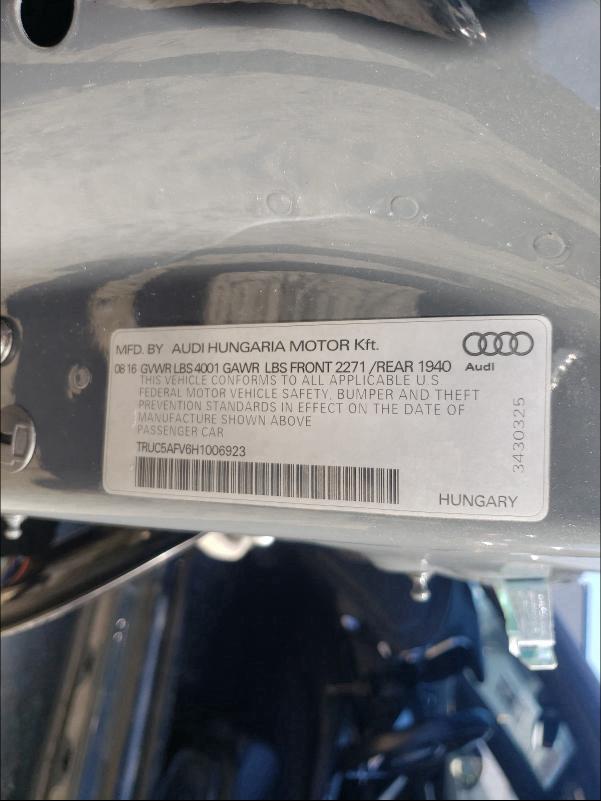 2017 AUDI TT TRUC5AFV6H1006923