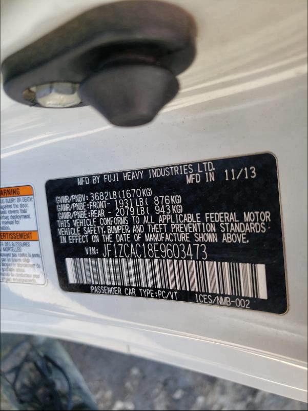 2014 SUBARU BRZ 2.0 LI JF1ZCAC18E9603473