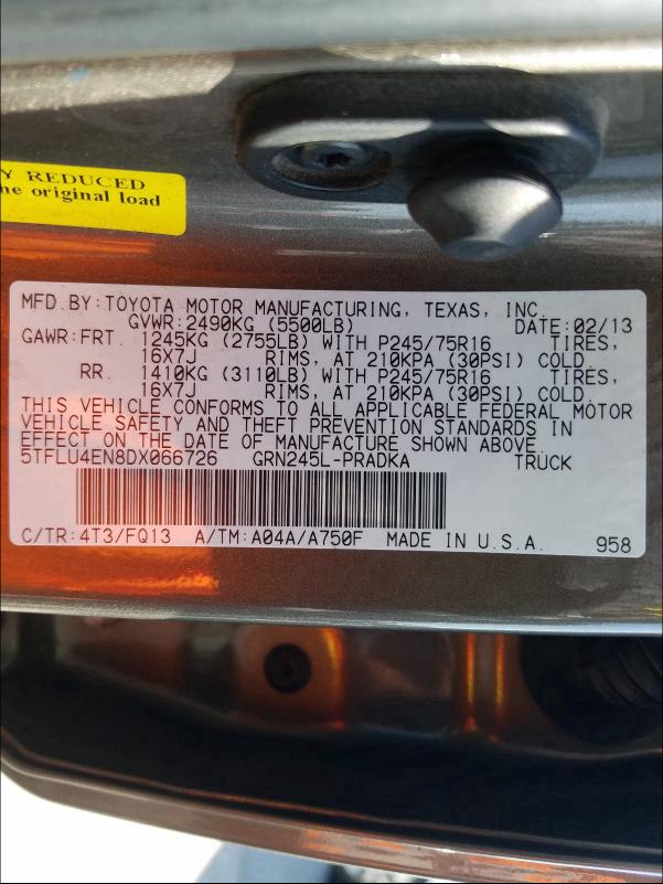 2013 TOYOTA TACOMA DOU 5TFLU4EN8DX066726