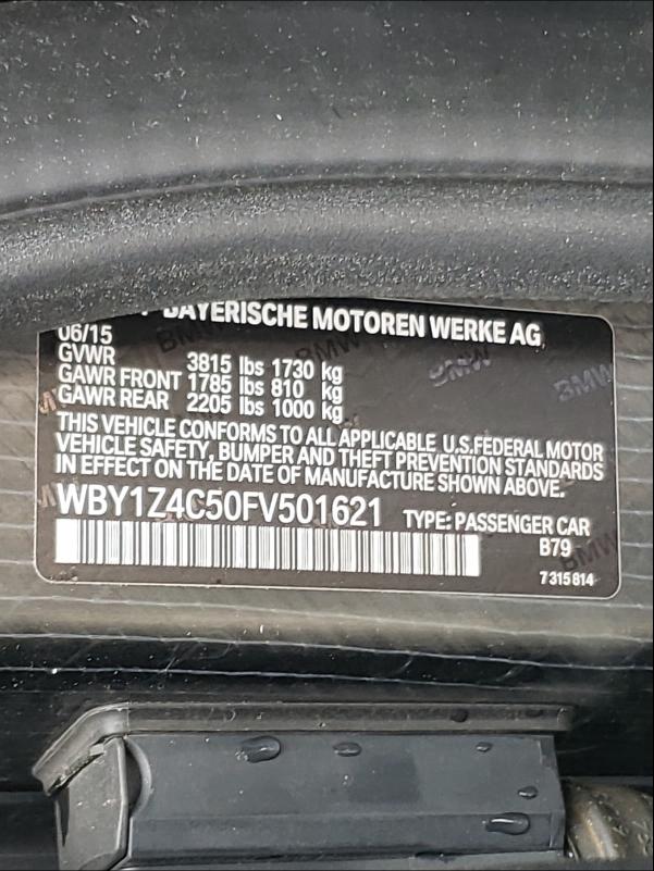 2015 BMW I3 REX WBY1Z4C50FV501621