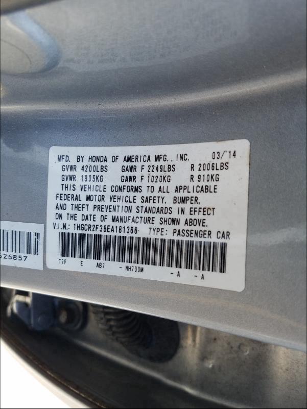 2014 HONDA ACCORD LX 1HGCR2F38EA181366