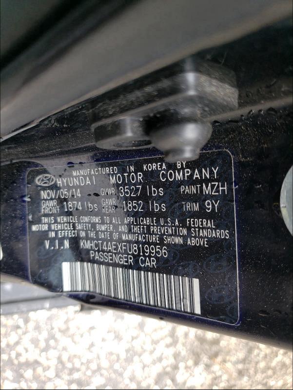 2015 HYUNDAI ACCENT GLS KMHCT4AEXFU819956