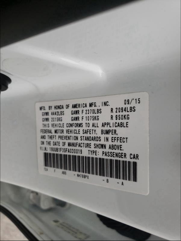 2015 ACURA TLX 19UUB1F35FA030019