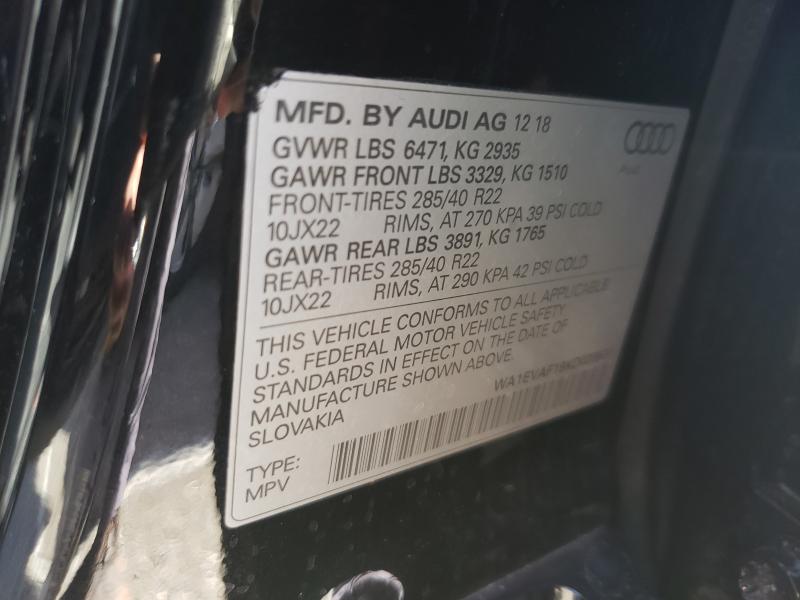 2019 AUDI Q8 PREMIUM WA1EVAF19KD020900