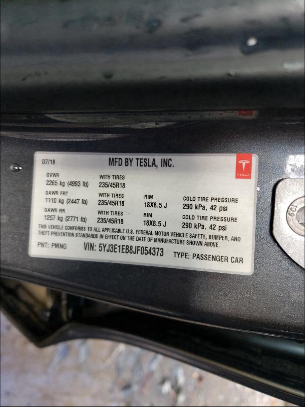 2018 TESLA MODEL 3 5YJ3E1EB8JF054373