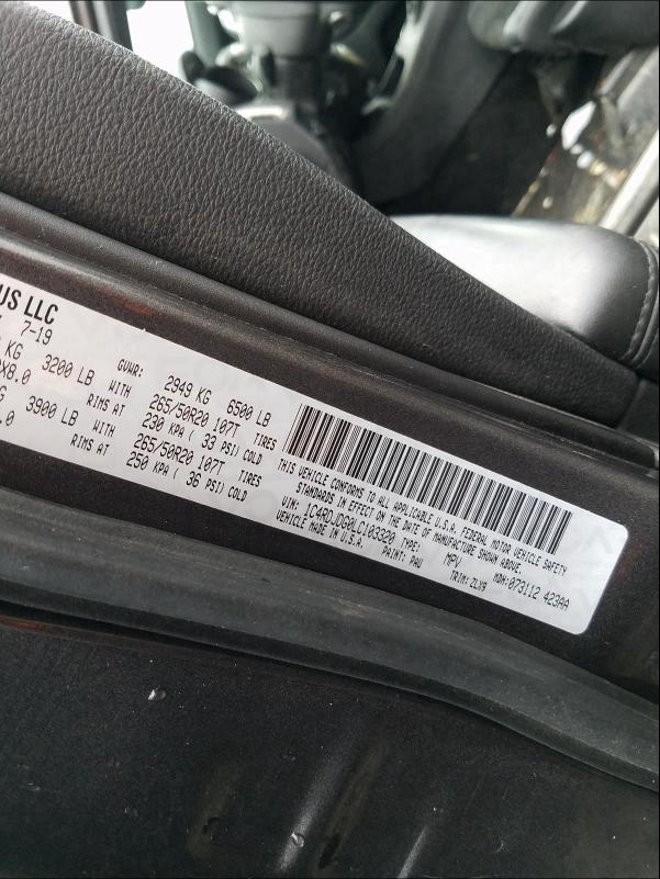 2020 DODGE DURANGO GT 1C4RDJDG0LC103320