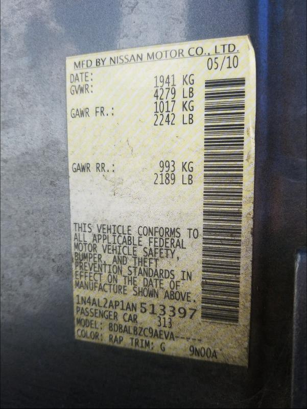 2010 NISSAN ALTIMA BAS 1N4AL2AP1AN513397