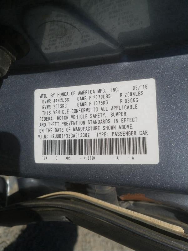 2016 ACURA TLX 19UUB1F32GA015382