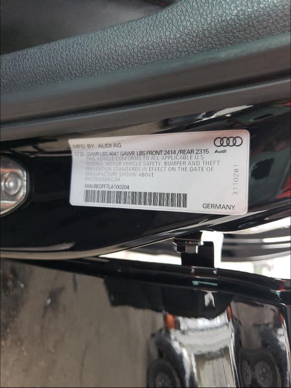2020 AUDI A3 S-LINE WAUBEGFF7LA100204