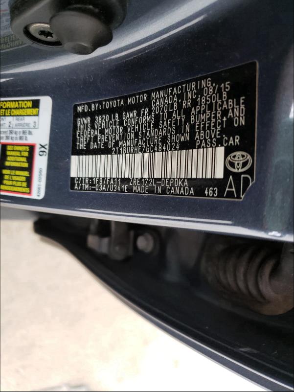 2016 TOYOTA COROLLA L 2T1BURHE7GC484024