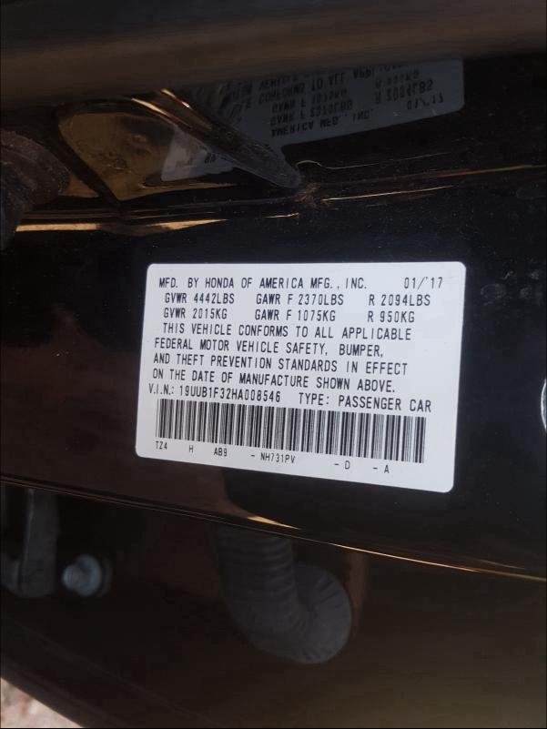 2017 ACURA TLX 19UUB1F32HA008546