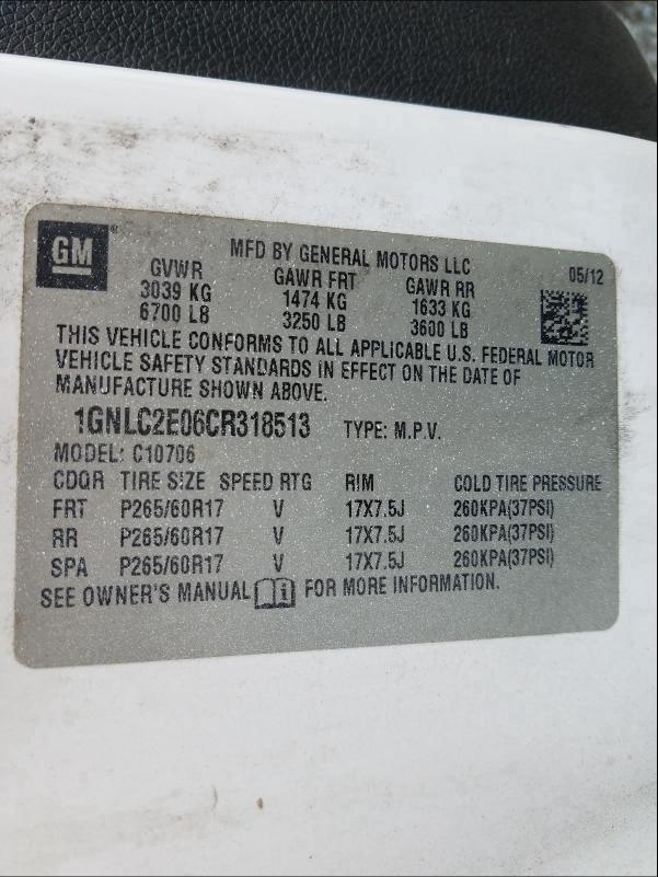 2012 CHEVROLET TAHOE POLI 1GNLC2E06CR318513