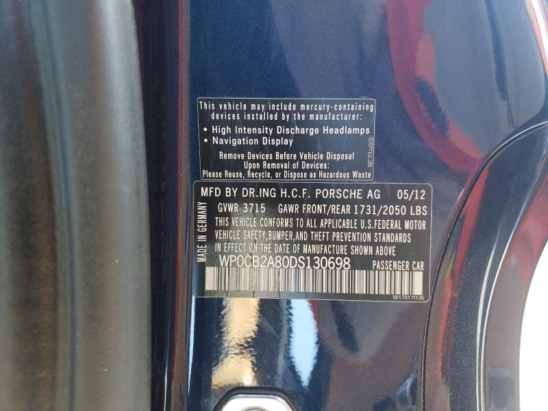 2013 PORSCHE BOXSTER S WP0CB2A80DS130698