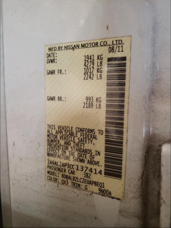 2012 NISSAN ALTIMA 1N4AL2AP3CC137414