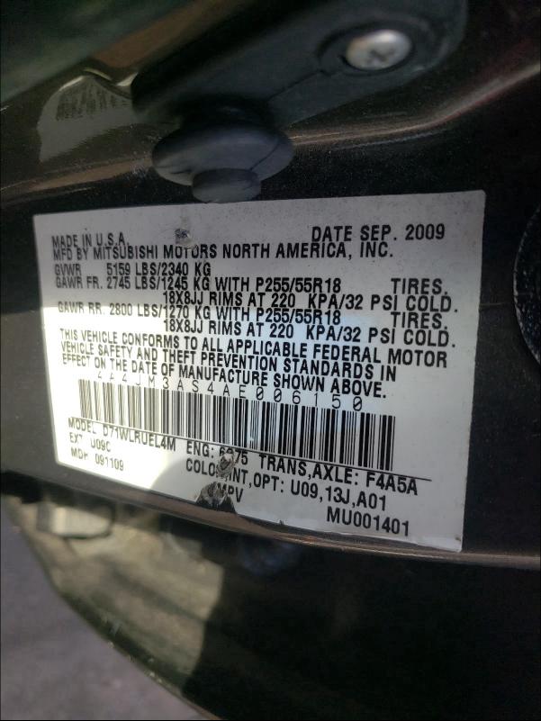 2010 MITSUBISHI ENDEAVOR S 4A4JM3AS4AE006150