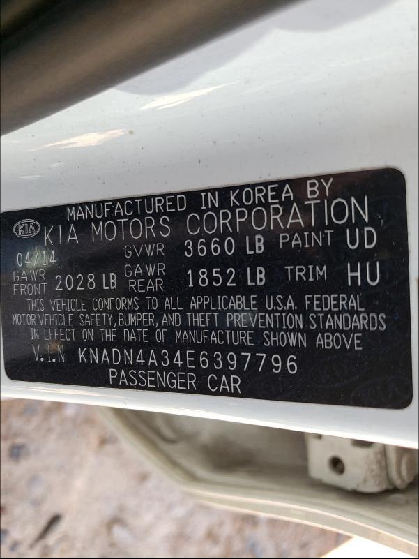 2014 KIA RIO EX KNADN4A34E6397796