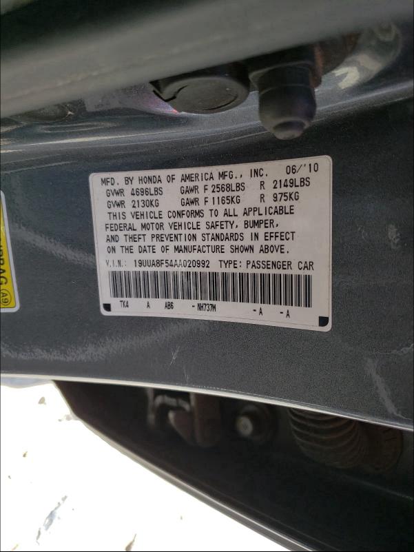 2010 ACURA TL 19UUA8F54AA020992