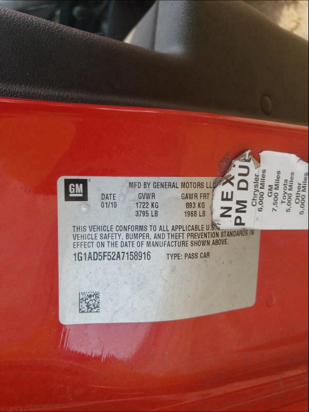 2010 CHEVROLET COBALT 1LT 1G1AD5F52A7158916
